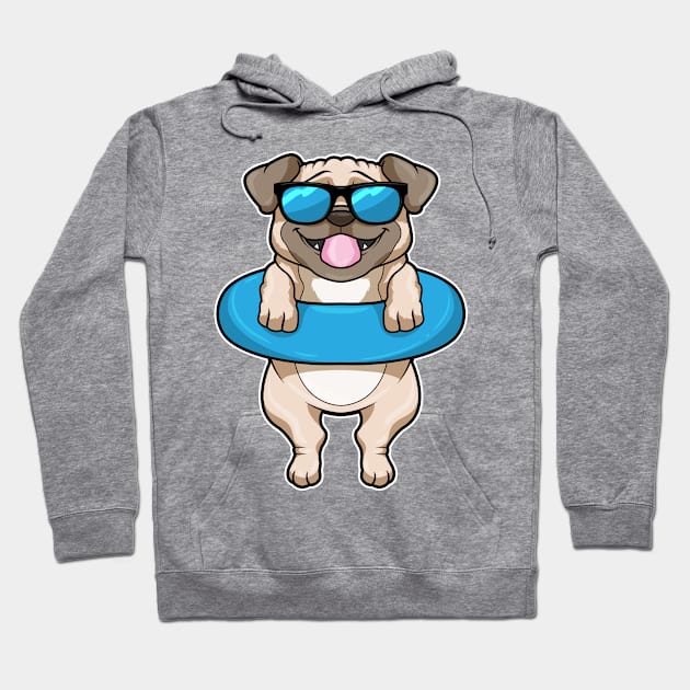 Dog at Swimming with Swim ring & Sunglasses Hoodie by Markus Schnabel